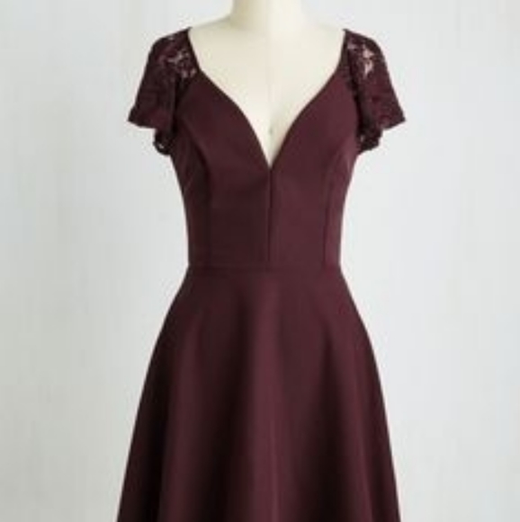 Modcloth Dresses & Skirts - Festive flutter dress in bordeaux